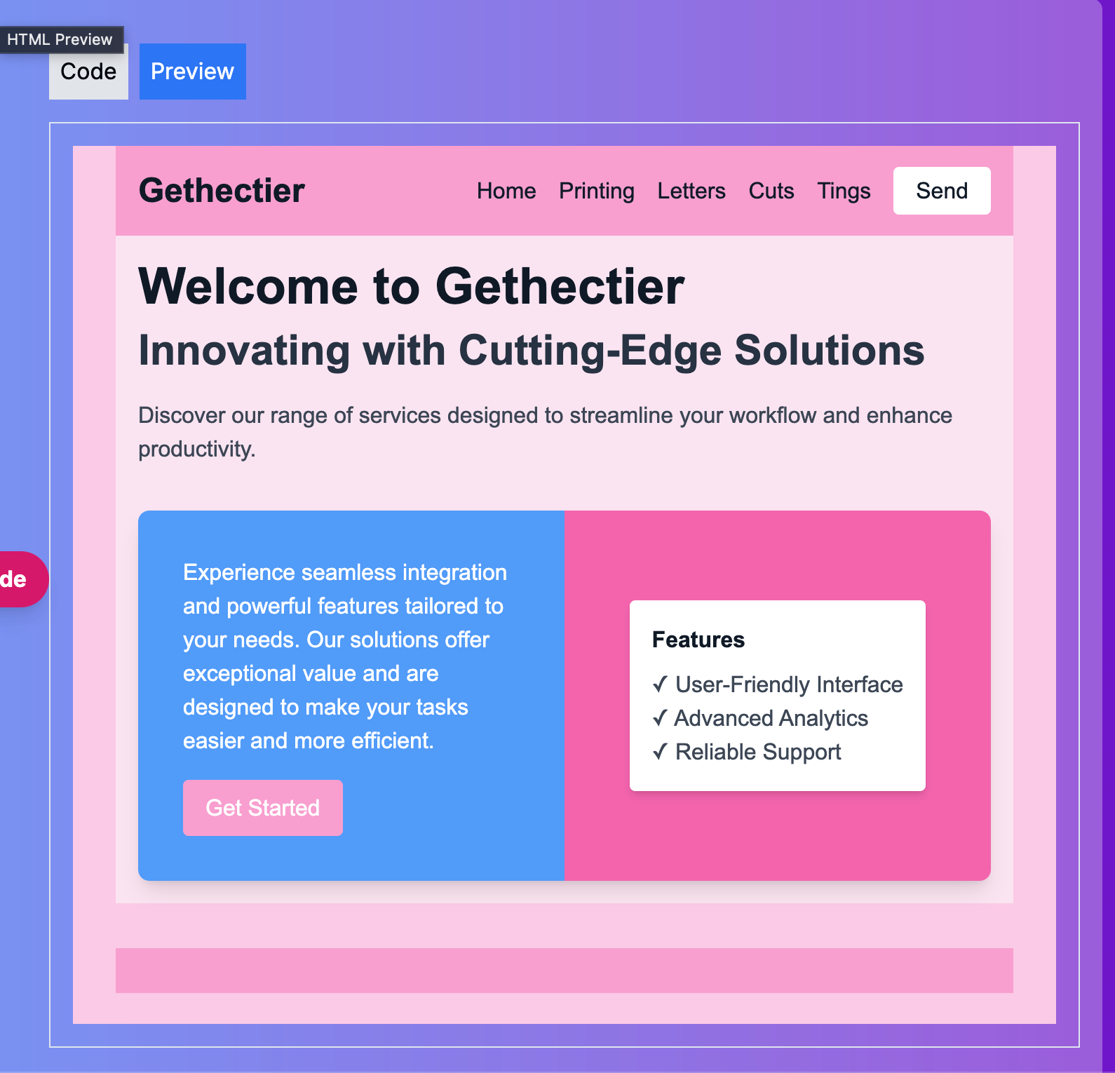 A website design